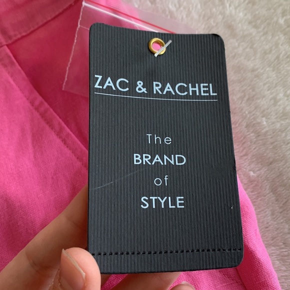 Zac and Rachel Size 16 Pink Blossom Button Cotton Pants NWT - Picture 2 of 8